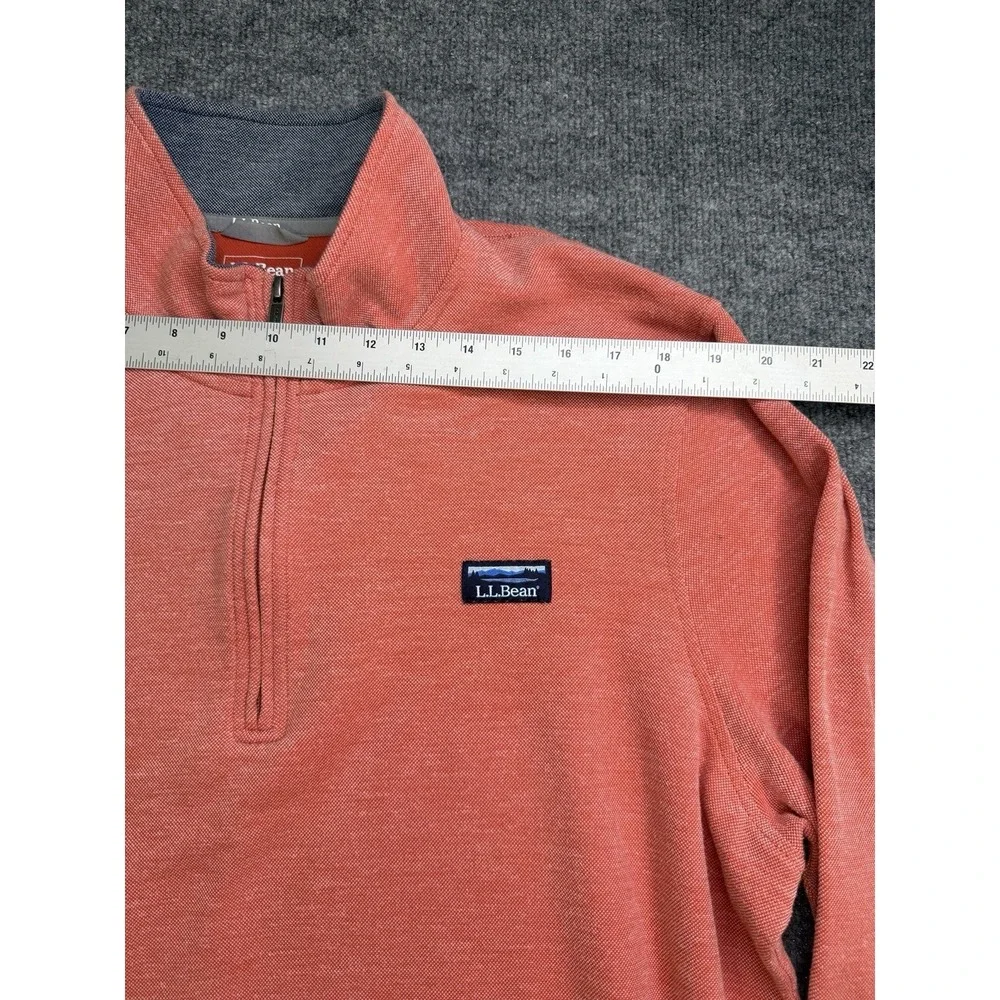 LL Bean Comfort Stretch Pique 1/4 Zip Pullover Mens XL Pink Salmon Logo